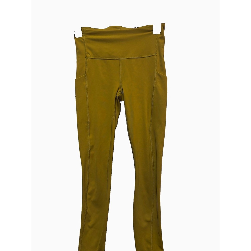 Athleta Ultimate Stash Pocket 7/8 Tight Leggings Yellow XS Logo Pockets